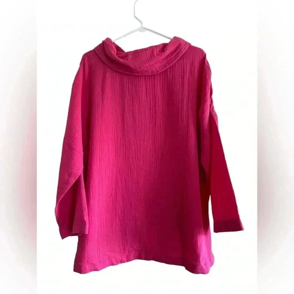 Soft Surroundings Crinkle Gauze Giovinezza Tunic in Raspberry L - Picture 2 of 11